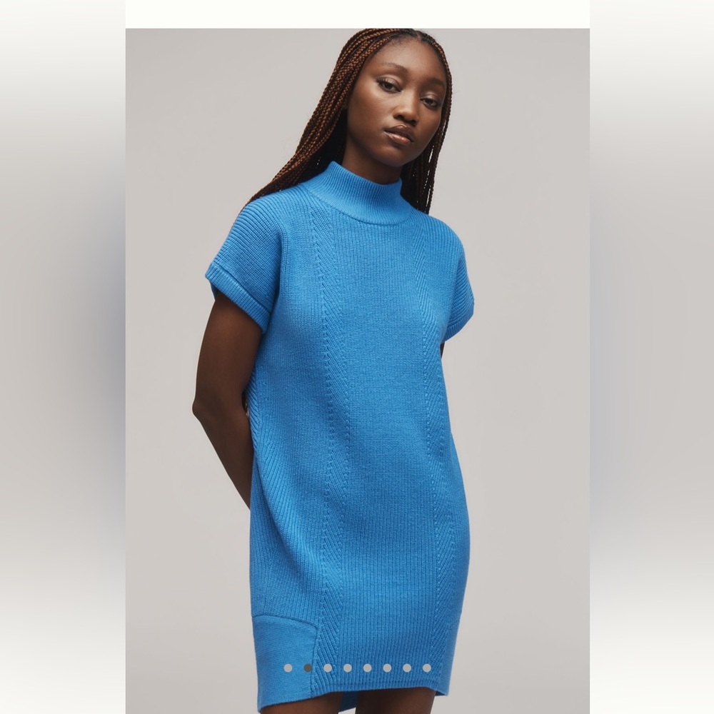 By Anthropologie Short-Sleeve Mock-Neck
Sweater Mini Dress